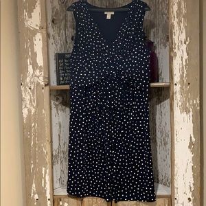 Loft Sz 14 navy polka dot tank dress